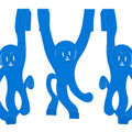 Kapstok Present Time Deurhanger aap set van 3 Blauw