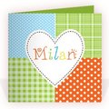 Kaartje Baby-Cards Geboortekaartjes Kleurig patchwork met hartje - R-1130