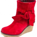 Laarzen Monshoe Sleehak met strik Rood