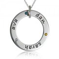 Sieraad Posh Mommy Cirkel met Namen en Geboortestenen Zilver