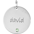 Sieraad Posh Mommy Grote Disc met Naam en Geboortesteen Zilver