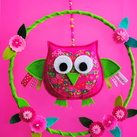 Mobiel uiltje fuchsia / lime Super leuk voor op de kinderkamer!